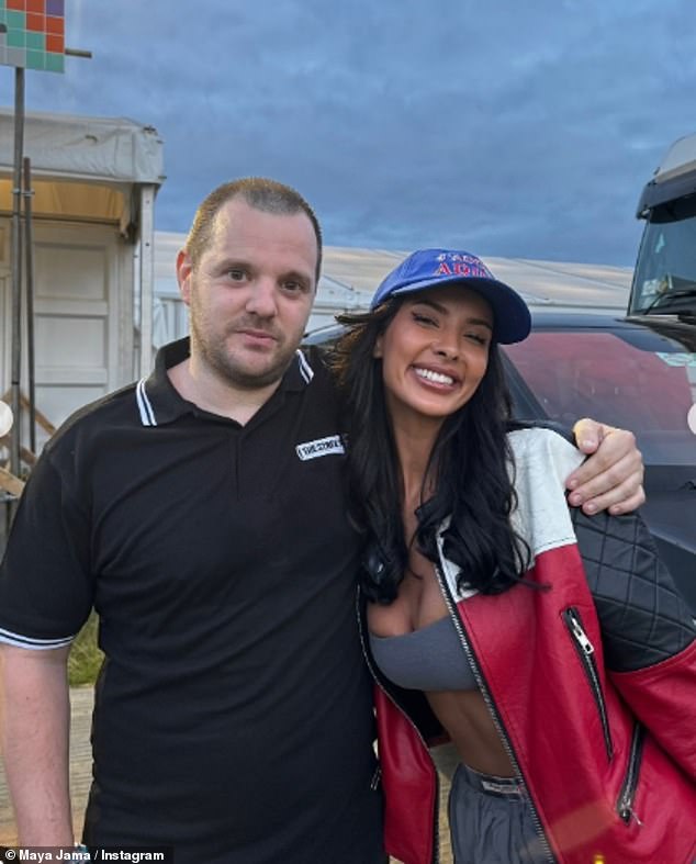 The TV star posed with The Streets frontman Mike Skinner after their performance on Saturday.