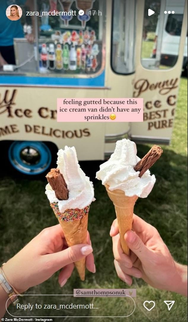 The Love Island star took to her Instagram Stories the same day to reveal the pair had grabbed two ice creams from a van during their outing.