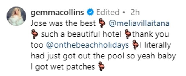 Gemma enjoyed five-star treatment during her luxurious getaway as she posted a clip from her lavish accommodation at the Meliá Villaitana Hotel on Tuesday