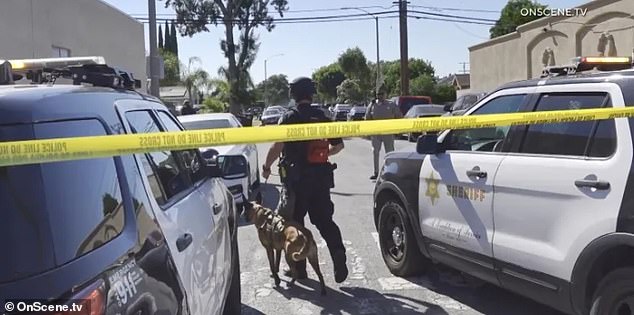 Newport Beach police and other law enforcement agencies are searching South Gate for suspects believed to be involved in a fatal robbery at the Fashion Island mall on Tuesday.