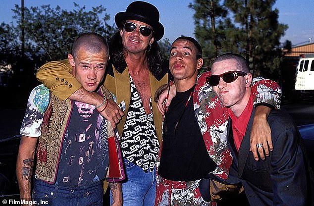 Pictured are LR Flea, Chad Smith, Anthony Kiedis and John Frusciante in 1990