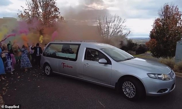 Ms Giuffre said her family still managed to send her son off in style when they set off coloured smoke bombs, one for each year of his life, as his hearse drove away.