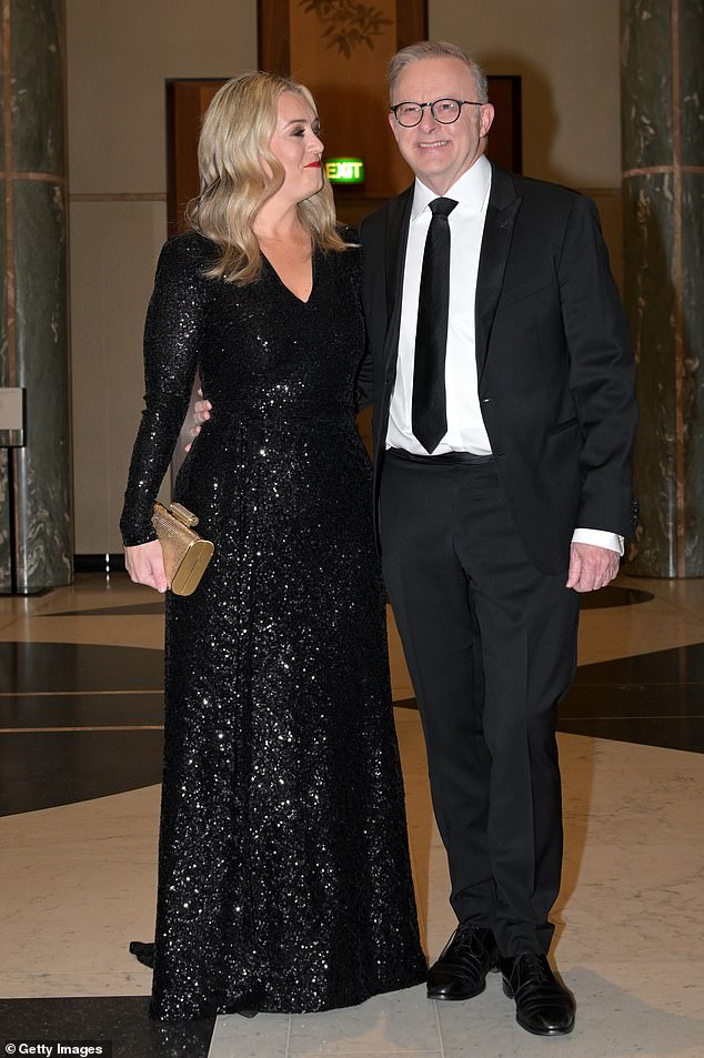 Albanese appeared keen to avoid negative attention during the current cost of living crisis, opting to wear a simple black suit, while Haydon chose a sparkly dress which she last wore in public in 2022.