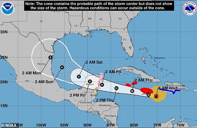 The National Hurricane Center has since added parts of Texas to the hurricane forecast cone.