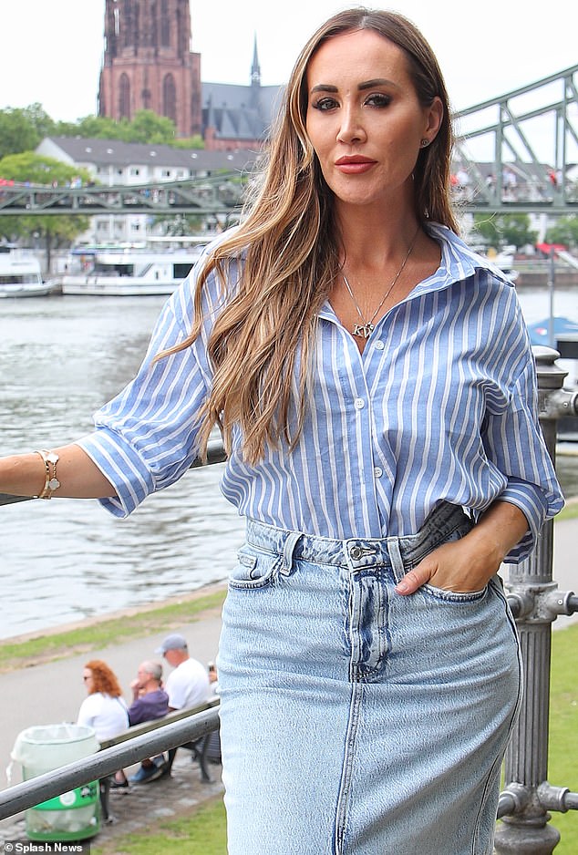 Lauryn Goodman, who shares two children with England defender Kyle Walker, who is married to Annie Kilner, wore the bracelet, which symbolises good luck, at a photocall ahead of the Euros.