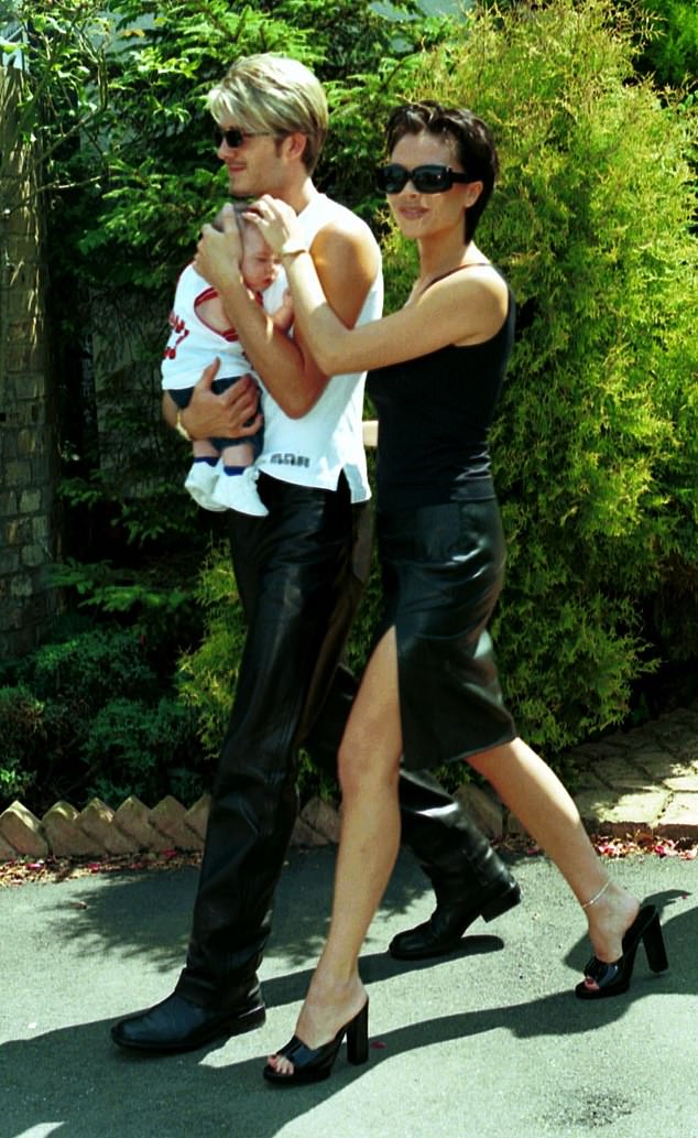 David Beckham and Posh Spice with their son Brooklyn days before their wedding in 1999