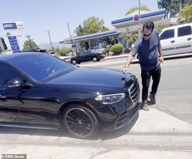 The filmed attack appears to have taken place in Southern California, as suggested by the cedar trees, palm trees and street signs in the background, as well as the attacker's license plate, which was later shared by the person behind the camera.