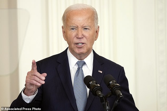 President Joe Biden speaks during a Medal of Honor ceremony at the White House in Washington, Wednesday, July 3, 2024.