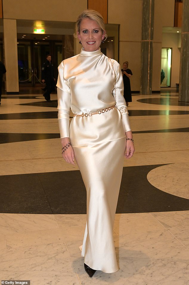 Human rights lawyer Jennifer Robinson, who has been described as Julian Assange's saviour, looked every bit as elegant in a floor-length cream gown by Australian designer Zimmermann.