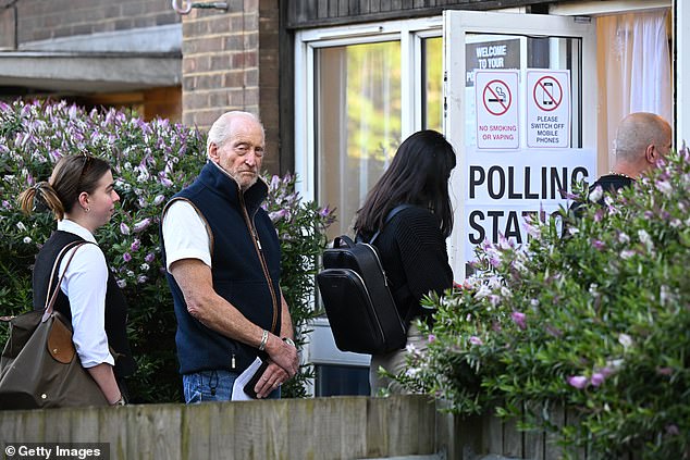 He waited patiently in line with other members to cast his important vote.