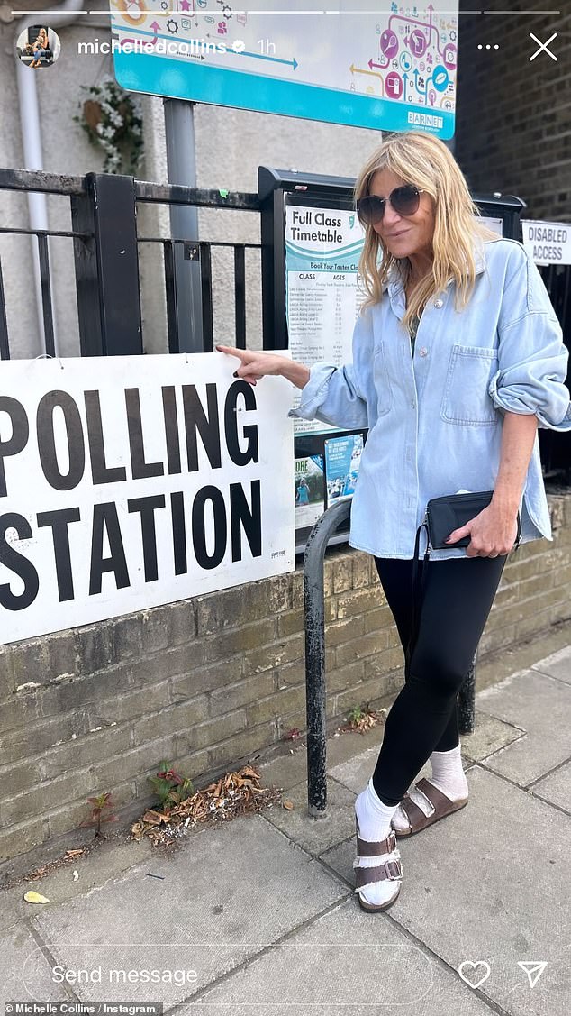 EastEnders' Michelle Collins took to her Instagram Story to show she had headed to her polling station.