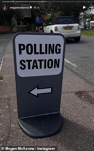 She shared a snapshot of the polling station sign.