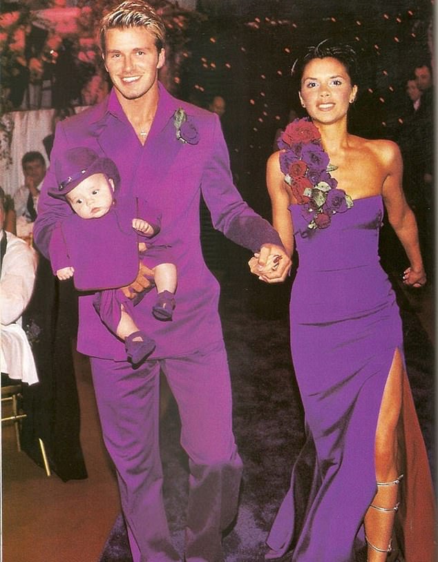 They married at Luttrellstown Castle in Ireland in a lavish ceremony that cost almost a million pounds (pictured with their young son Brooklyn).