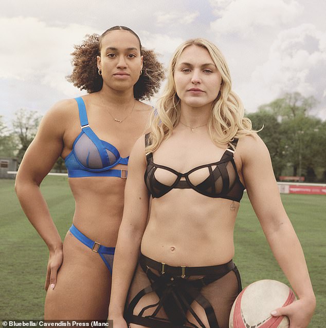 The women shared how sexism and a lack of body confidence nearly thwarted their interests in sport (pictured: Celia and Ellie in Bluebella lingerie)