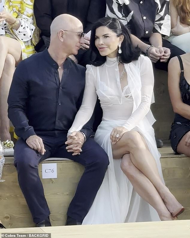 The 54-year-old mother of three and her Amazon founder boyfriend, 60, put on a very public display of affection at the event, playfully holding hands, leaning in close and whispering to each other.