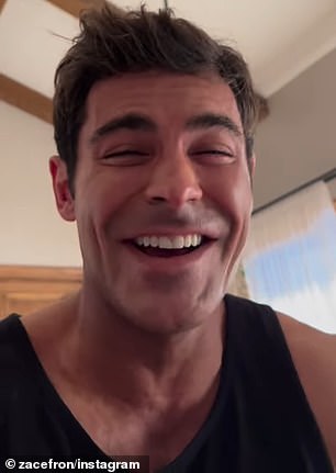 Zac (pictured in a behind-the-scenes clip from A Family Affair) spoke out in 2021 about his changing appearance.