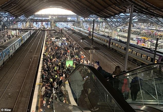 The incident caused major delays at train stations around the CBD (pictured: Southern Cross Station)