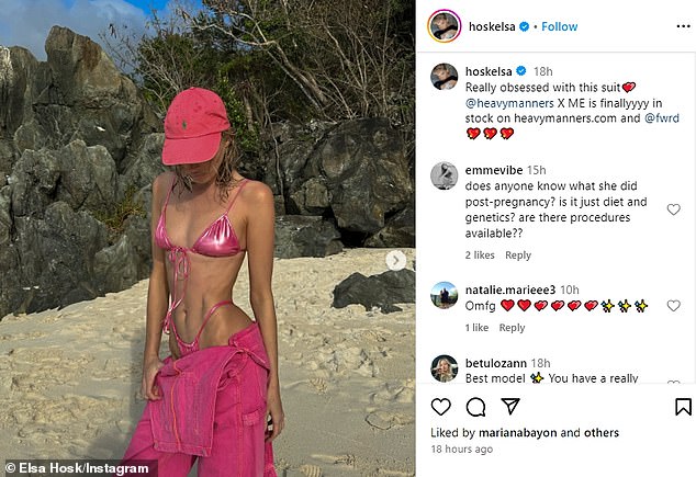 The stunning Swedish model, who boasts 8.6 million followers on Instagram, captioned her scantily clad outing: 