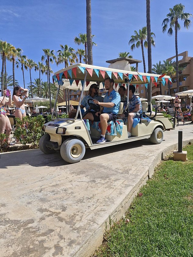 She continued: 'After they left the apartment, they hopped on a golf cart and drove around the resort with some guests and asked them what they liked about the hotel, what food they liked, etc.'