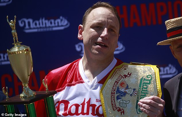 Last year's men's pageant winner, Joey Chestnut, is suspended due to sponsorship issues.