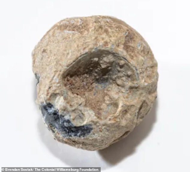 A lead pellet with a bullet mark was found. The soldiers chewed the pellets for their sweet taste.