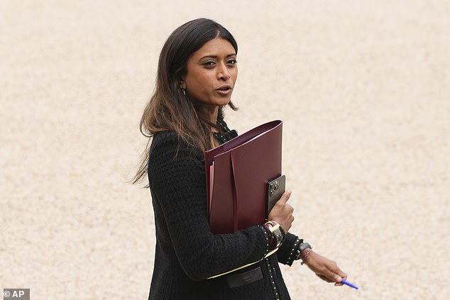 Four people, including three minors, were arrested after government spokeswoman Prisca Thevenot (pictured) and her team were attacked while putting up campaign posters in Meudon, outside Paris.