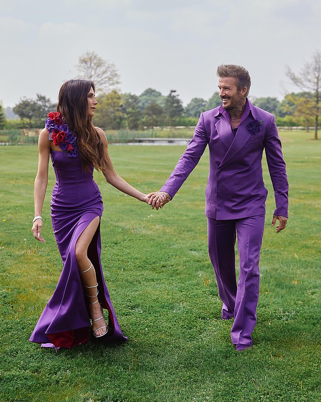 Victoria and David celebrated their 25th wedding anniversary and rocked their iconic purple outfits again on Thursday