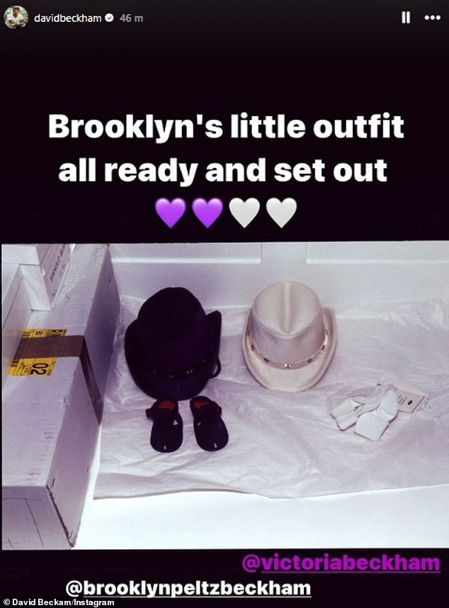 David also took to Instagram to share adorable baby Brooklyn outfits ready for him and the couple.