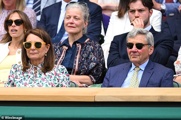 The Princess of Wales' parents took their seats in the front row of the royal box on the fourth day of Wimbledon