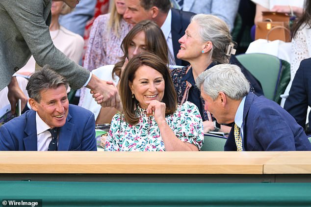 Lord Coe, who won gold in the 1,500 metres at the 1980 and 1984 Olympics, enjoyed a chat with the Princess of Wales' parents.