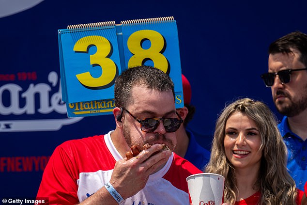 That was just one of 58 hot dogs that Nathan's winner Pat Bertoletti ate in ten minutes.