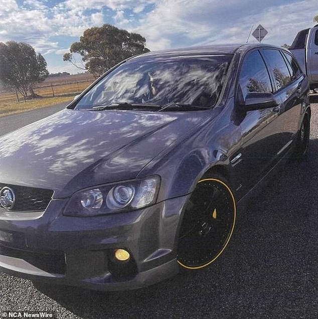 Police are searching for the mystery driver's Commodore, which has distinctive yellow alloy wheel protection stripes on its wheels.