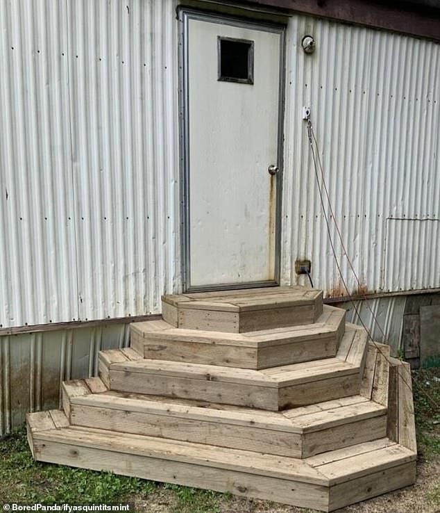 Another person from Ohio shared the most elaborate yet confusingly unnecessary staircase they've seen.