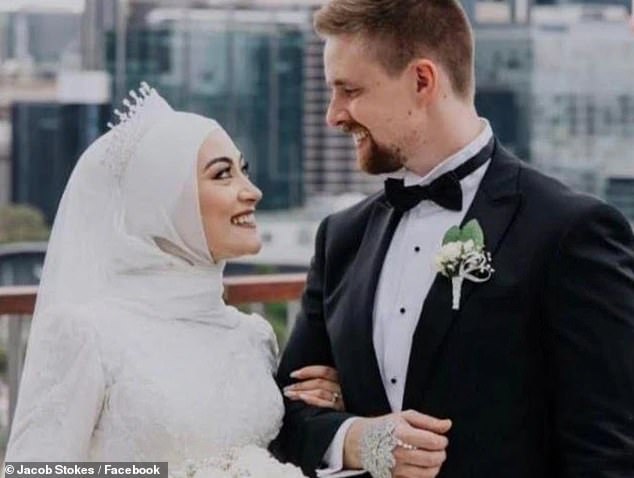 Fatima Payman is pictured on her wedding day. She married Washington state policy advisor Jacob Stokes.