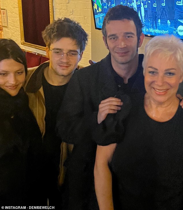 Matty (second from right) introduced beautiful Gabbriette (left, alongside Matty's brother Louis) to his family in February (Denise pictured right)