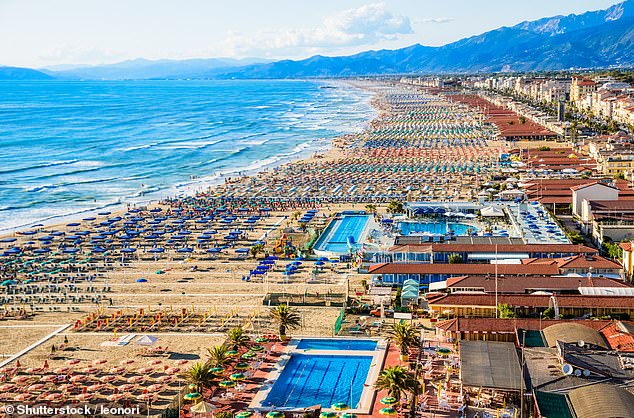 Kate cycles along the seafront to neighbouring Viareggio, pictured above.