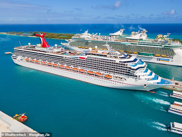 Cruise ships docked in Nassau, Bahamas. Cruise passengers outnumber residents by 13 to 1.