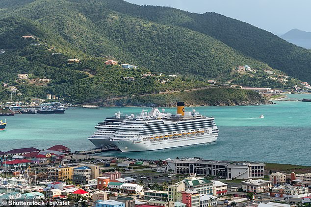 The Riviera and Costa Magica cruise ships docked in the British Virgin Islands. Cruise passengers outnumber residents by a ratio of 11 to 1