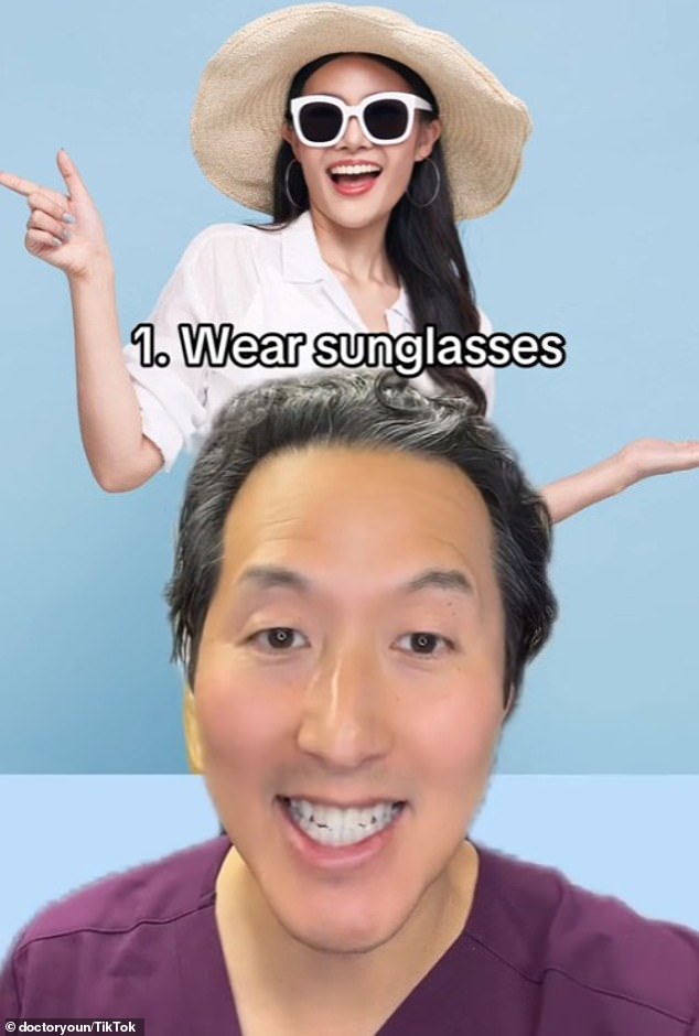 In this video, Youn shared her experience on how to prevent and reverse aging in the eye area. It started with a simple rule: wear sunglasses.