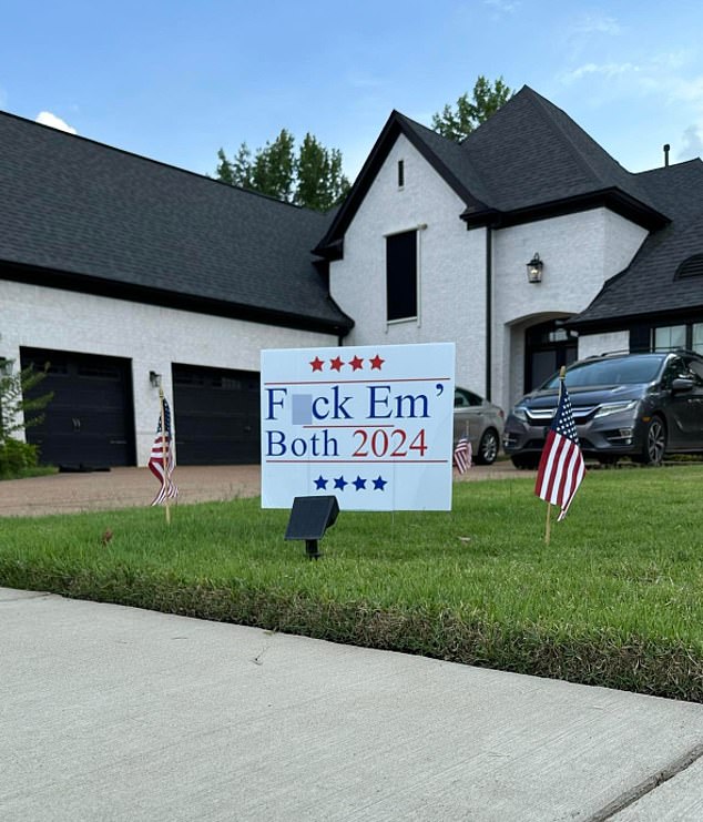 In her lawsuit, Pereira said she displayed the sign because she was disappointed to have to choose again between Donald Trump and Joe Biden in the November election.