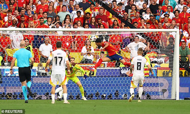 Merino headed in a Dani Olmo cross in the 119th minute to eliminate hosts Germany