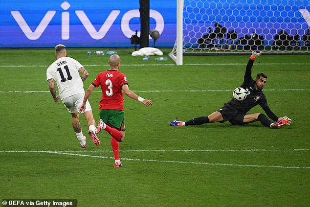 Sesko had missed a key chance in extra time as Slovenia were eliminated in the round of 16 by Portugal.