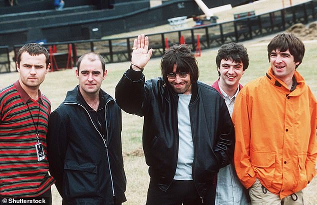 Oasis sold millions of records in the 1990s (from left: Alan White, Paul 'Bonehead' Arthurs, Liam, Paul 'Guigsy' McGuigan and Noel in 1996)