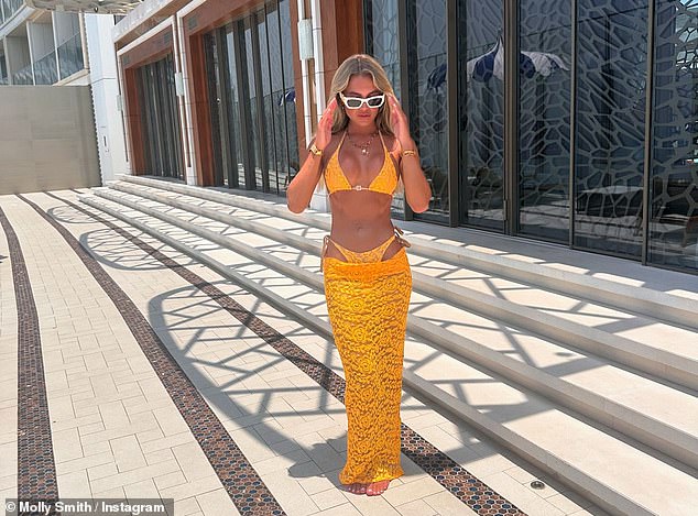 In one snap, Molly rocked a sparkly skirt with a matching bikini that gave her plenty of bust.