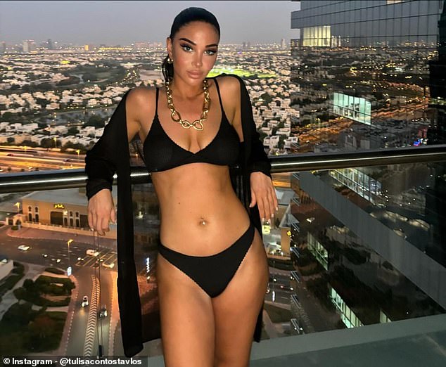 She showed off her enviable figure in a black bikini while on holiday in Dubai earlier this year.