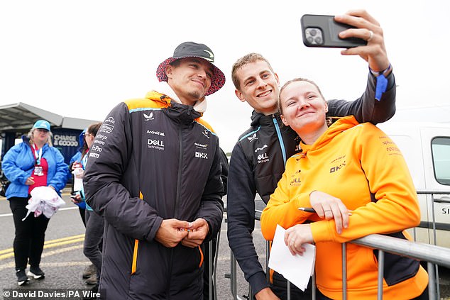 Norris (left) tends to take his time to enjoy the atmosphere around Silverstone during the race weekend.