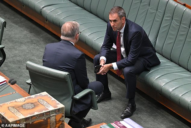 The Prime Minister has privately told close associates that while he expects to win the next election, he also believes it is unlikely he will retain Labour's parliamentary majority. Above, in conversation with Treasurer Jim Chalmers