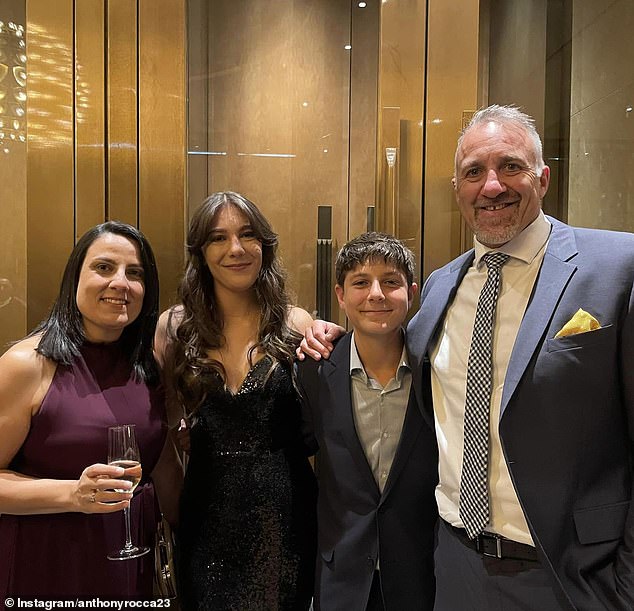 In the coming weeks he will begin a six-month chemotherapy treatment with the support of his wife Enza and his children, Mia, 18, and Max, 14 (pictured together).