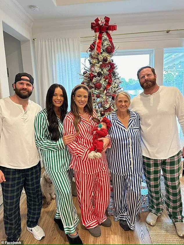 MacMeekin's mother, Shannon, posted a photo of the entire family on Christmas with Grace, Jerri and Brandon's new baby (from left: Kyle, his girlfriend Aubrie Kurlin, Jerri, Shannon, Brandon)