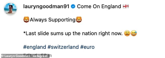 She captioned the post: 'Go England, always supporting.'